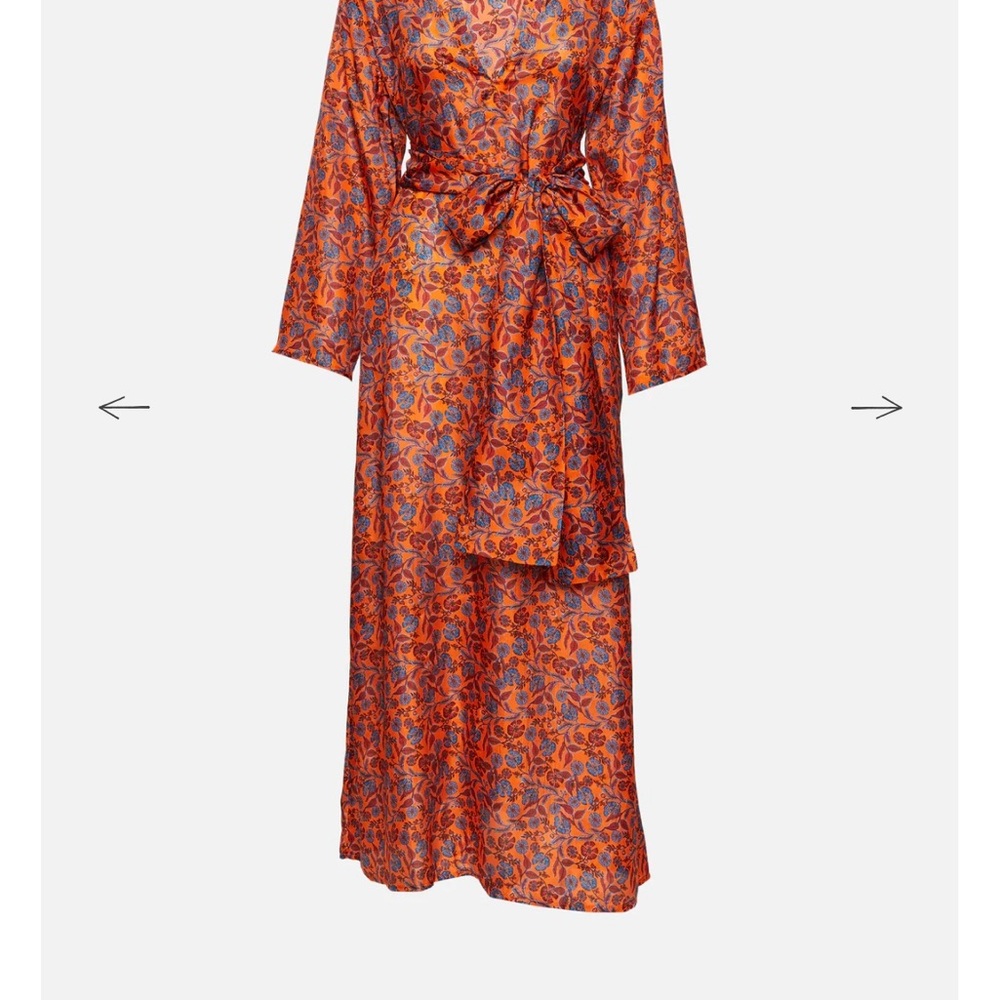 Orange and Blue Maxi Dress with Flowing Silhouette